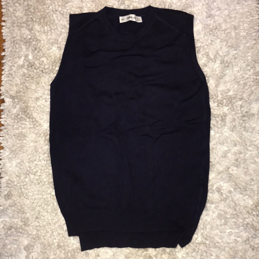 ZARA knit navy blue blouse